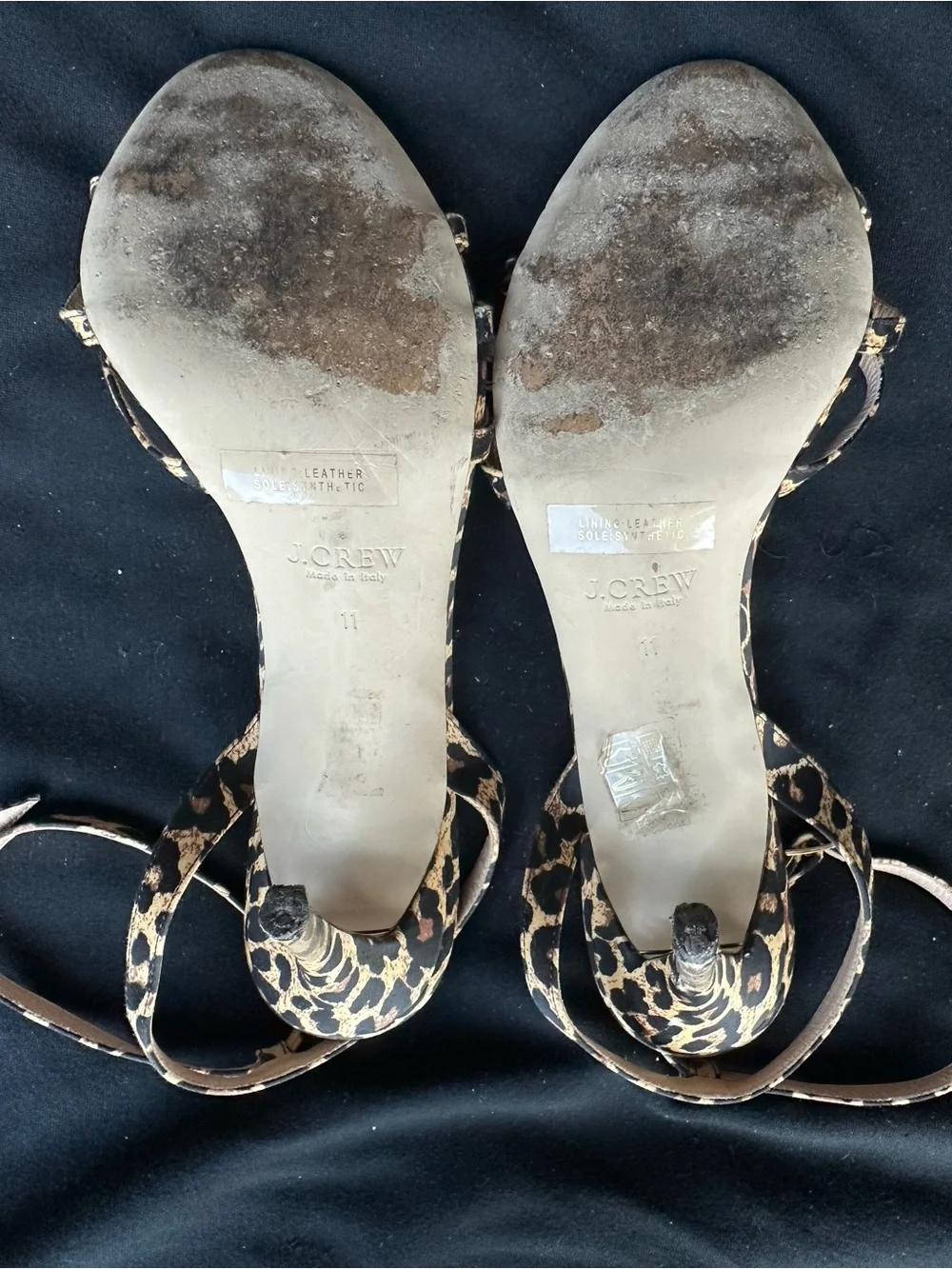 J Crew Leopard Print Ankle-Strap Sandals Women heels made in Italy size 11